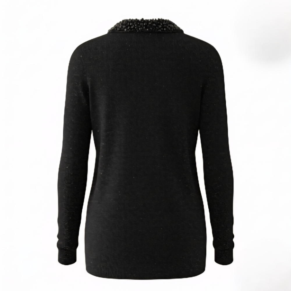 Escapade Black Beaded Sequin Collar Open Cardigan S Good Condition - Picture 7 of 16